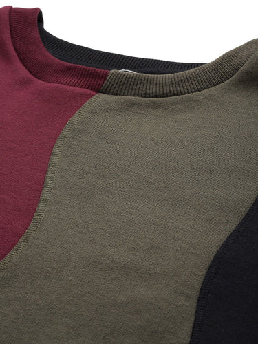 Striped Colour Blocked Fleece Sweatshirt - RueCollections